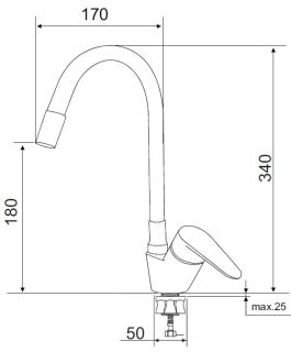 Смеситель для кухни РМС SUS126BL-016F нержавеющая сталь